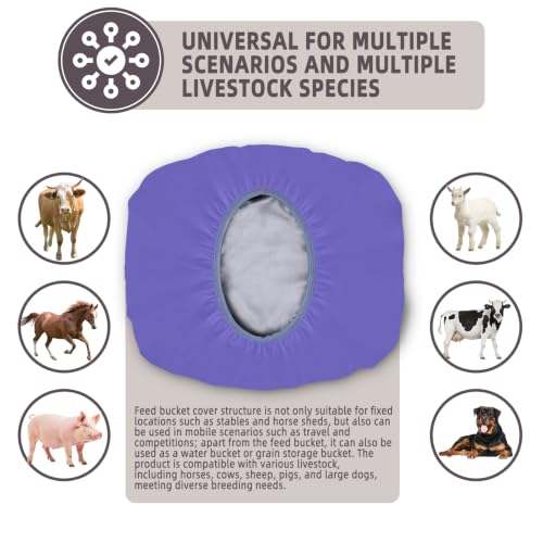 2-5 Gallon Horse Bucket Cover, Waterproof Horse Feed Bucket Cover, Lightweight and Easy to Use (Excluding Bucket, Purple) - color: Purple