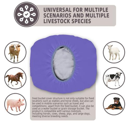 2-5 Gallon Horse Bucket Cover, Waterproof Horse Feed Bucket Cover, Lightweight and Easy to Use (Excluding Bucket, Purple) - color: Purple