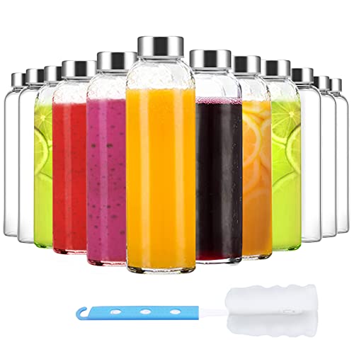 Luxfuel Clear Glass Bottles with Lids, 18oz Glass Water Bottles for Juicing - color: Clear Glass Bottle 12Pack, size: 18oz