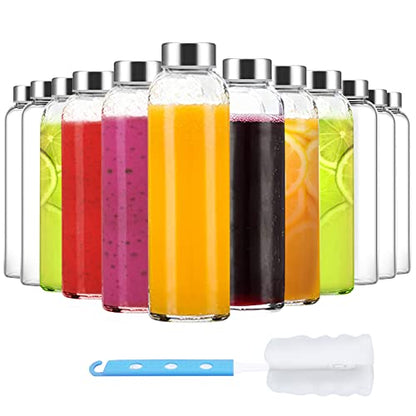 Luxfuel Clear Glass Bottles with Lids, 18oz Glass Water Bottles for Juicing - color: Clear Glass Bottle 12Pack, size: 18oz