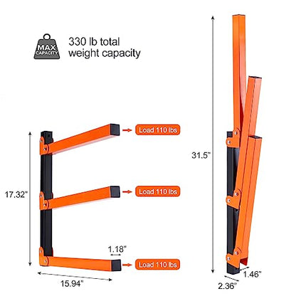 Ultrawall Wall Mount Wood Organizer and Lumber Storage Rack with 3-Level | Garage Metal Wood Storage Rack for Indoor & Outdoor Use, Orange 2 Pack - style: Industrial