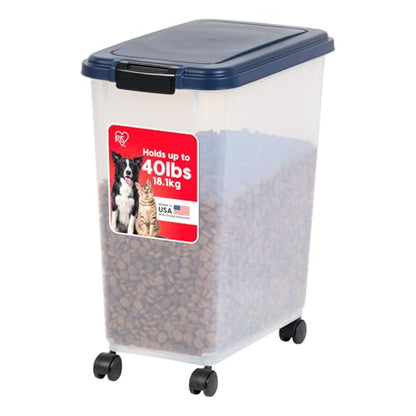IRIS USA Dog Food Storage Container, Up to 40 lbs, Navy, Made in USA - color: Navy, size: 40 lbs
