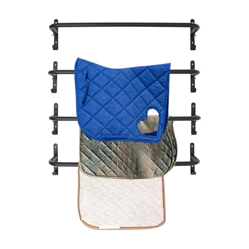 4-Pack Black Wall Mounted Saddle Blanket Racks – 33.86"x5.91"x7.87" – Heavy Duty Steel – Rustproof Baked Paint – for Stables, Garages, Homes – Holds Blankets, Towels, Bags