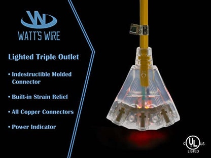 100 ft 10 Gauge Extension Cord - Outdoor Extension Cord - Watt's Wire - size: 100 Ft