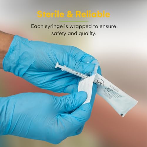 Care Touch 1ml Syringe Only - 100 Sterile Syringes (No Needle) (1ml Luer Slip Tip, 100),100 Count (Pack of 1) - size: 1 ml
