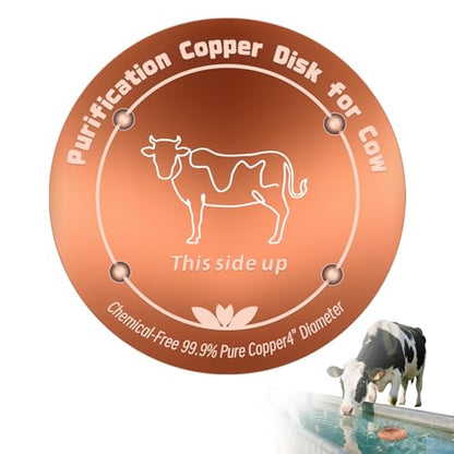 Copper Disk for Cattle Water Trough|4-inch Diameter,0.6mm Thick|99.99% Pure Copper Disc|Automatic Cattle Water Trough Purification Disk with 4 Point Support|Purify Water All Year Round