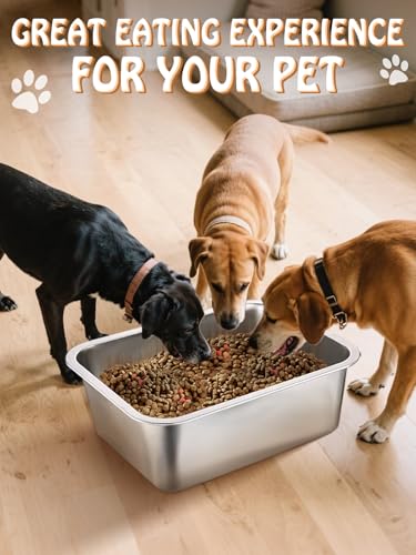 MEWTOGO 4 Gallons Extra Large Capacity Food Grade Stainless Steel Dog Bowls - size: 4 Gal