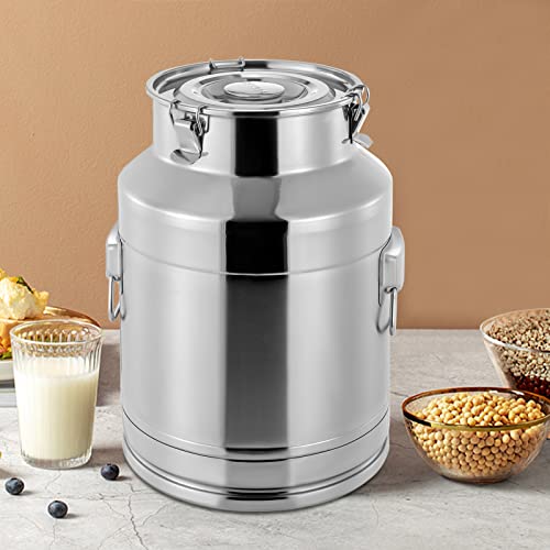 304 Food-Grade Stainless Steel Ice Bucket with Lid, 28L/7.4Gallon Good Sealing Storage Canister Milk Bucket Milk Can for Coffee, Tea, Water, Milk, Soup - size: 28L/7.4Gal