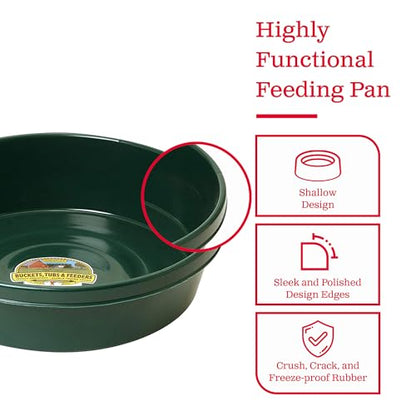 Little Giant 3 Gallon Durable and Versatile Plastic Flat Farm Livestock and Pet Ranch Home Feed and Water Utility Pan, Green (6 Pack)