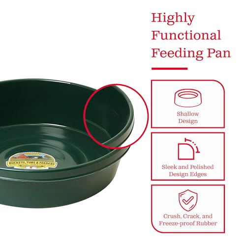Little Giant 3 Gallon Durable and Versatile Plastic Flat Farm Livestock and Pet Ranch Home Feed and Water Utility Pan, Green (4 Pack)
