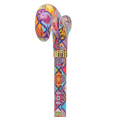 Royal RC Canes Walking Sticks for Men and Women - Stylish Designer Fashionable Adjustable Derby Canes - Lightweight Aluminum Cool Walking Sticks with HD Patterns - color: Colorful Collage