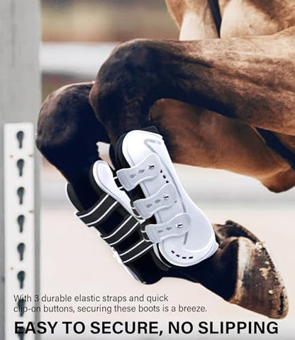 4/Pack Horse Jumping Boots, Open Front & Fetlock Boots for Jumping - color: White
