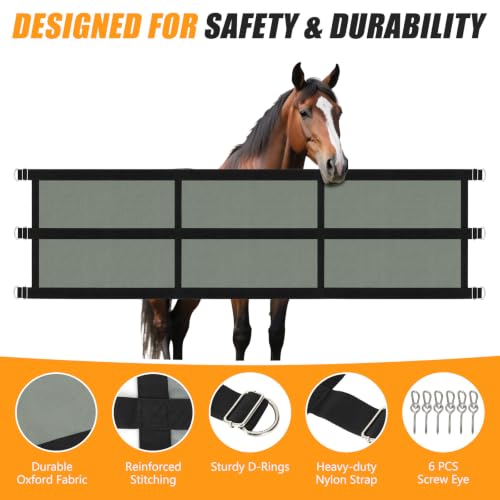 Horse Stall Guard 10ft-12ft Aisle Guard Adjustable Horse Stall Gate - size: 118-144In