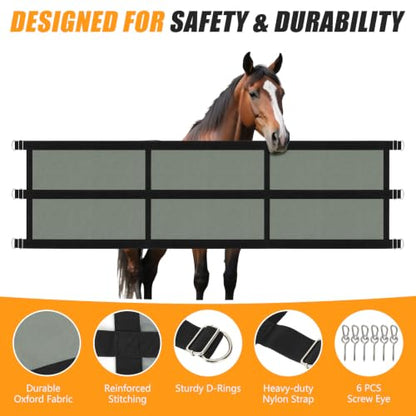 Horse Stall Guard 10ft-12ft Aisle Guard Adjustable Horse Stall Gate - size: 118-144In