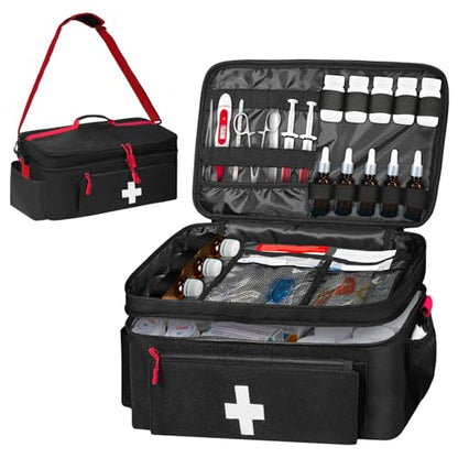 Boczif First Aid Bag Empty, Emergency Kit Bag(black with shoulder strap) - color: black with shoulder strap