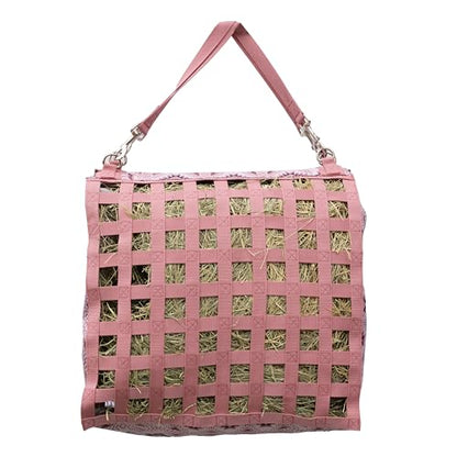 Professional's Choice Slow Feed Hay Bag - Horse Travel Hay Holder w/Straps, Clay - color: Clay