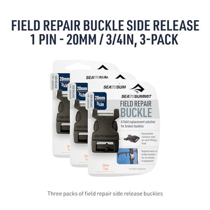 Sea to Summit Field Repair Buckle, Side Release 1 Pin, 3pk, 20mm / 3/4in - style: 20mm / 3/4in