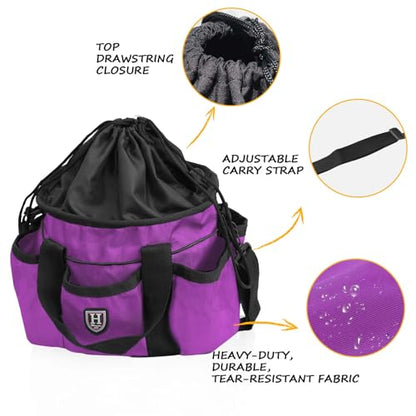 Harrison Howard Premium Horse Grooming Organizer Bag Horse Grooming Tote Bag-Violet - color: Violet