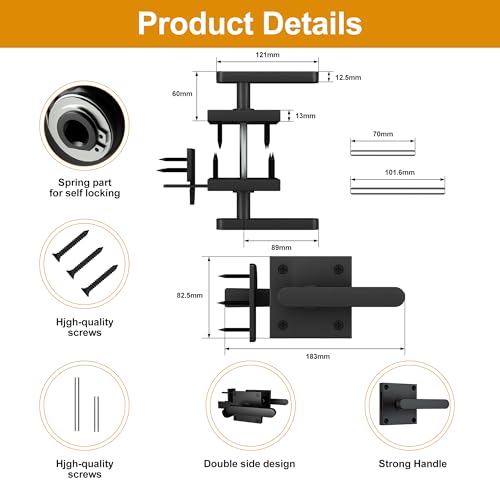 Sdstone Double Side Gate Latch，Heavy Duty Swinging Door Latch Gate Hardware for Wooden Fence,Gate Hardware for Right Inswing Outdoor Wooden Gates, Pool Gate, Backyard, Garden - style: GL-1 right inswing gate