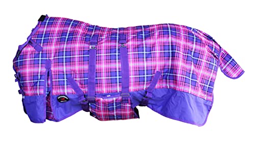 Challenger 1200D Horse Turnout Waterproof Heavy Weight Winter Blanket 598B - color: Wild Berry Plaid, size: 70 inches
