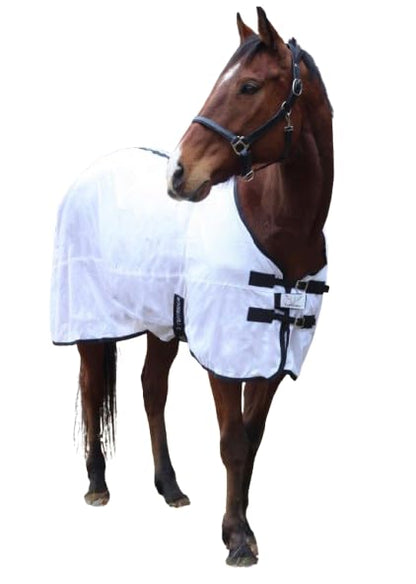 TuffRider Comfy Mesh Fly Sheet | UV Protection Horse Sheet, Standard Neck, 130 Grams Breathable Polyester Mesh - White - 51 - color: White, size: 51