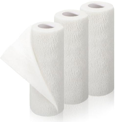 Nuanchu 3 Pcs Self Adhesive Cohesive Wrap Bandage 6inch x 5yard, White - color: White