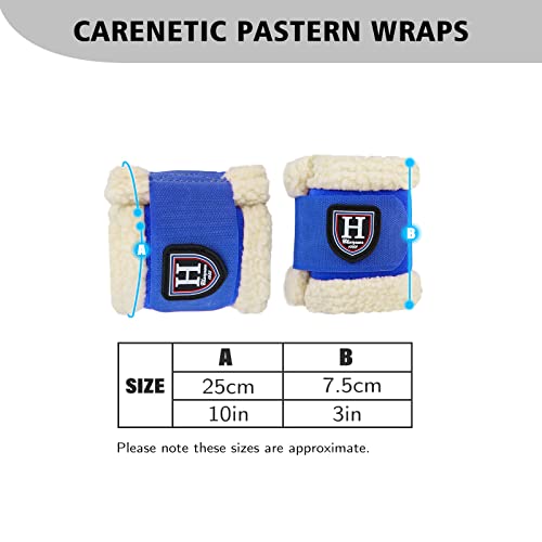 Harrison Howard Essential Premium Horse Pastern Wraps with Berber Fleece Lining, Sold in Pairs - color: Blue
