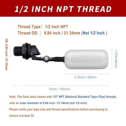 6-Pack Water Float Valve,1/2 Inch NPT for Ponds and Water Tanks