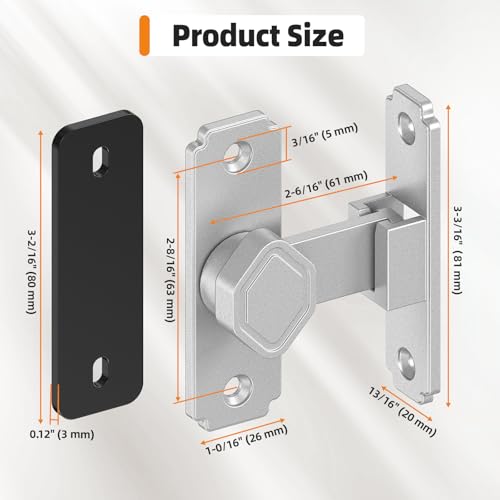 Sliding Barn Door Lock, 90 Degree Flip Security Gate Latch - color: Silver-1 Pc