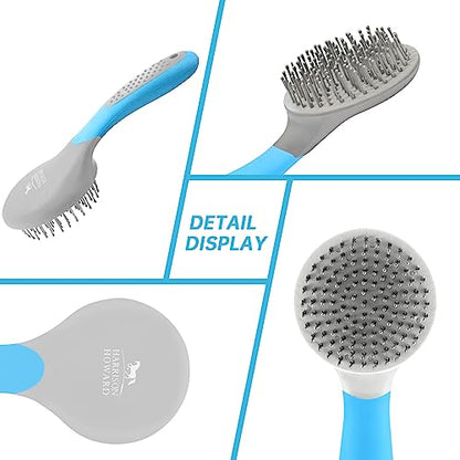 Harrison Howard Horse Mane and Tail Brush - Professional Grooming Brush, Equestrian Detangler, Non-Slip, Light Blue - color: Light Blue