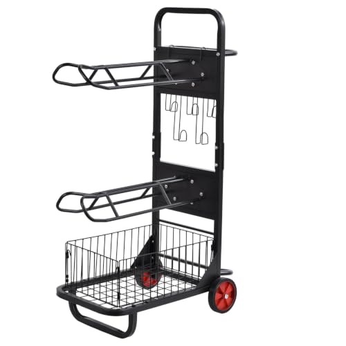 Rolling Saddle Rack Horse Tack Cart 3 Tier, Heavy Duty Steel Stable Storage Cart with Wheels, Portable Horse Equipment Organizer for Tack Room Trailer Indoor Outdoor