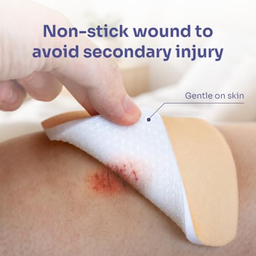 Conkote Silicone Foam Dressing Highly Absorbent 4"x4", 10 Pack | Wound Care Bandagefor Post-Operative, Pressure Ulcers, Diabetic Foot Ulcers, Venous Leg Ulcers - size: 4'' x 4''Adhesive (10 Dressings)