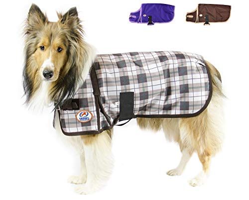Derby Originals Ruff Pup 1200D Ripstop Waterproof Winter Dog Coat 150g Medium Weight - color: Green Fawn Plaid, size: Medium (17.5 in)