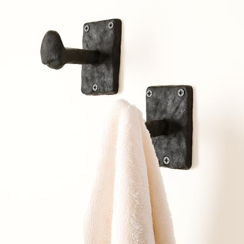 Rustic State Motris Wall Mount Cast Iron Hooks Coat Towel Bag Hat Hanger Multiuse Entryway Railroad Spike Rack Black Set of 2