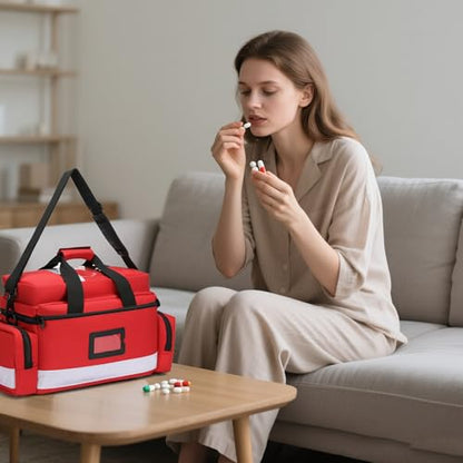 Medical Bag Empty First Responder Bag,Emergency Bag First Aid Kit Organizer,First Aid Bag with Detachable Dividers, Medical Bag for Nurses,Home Health Care, EMT