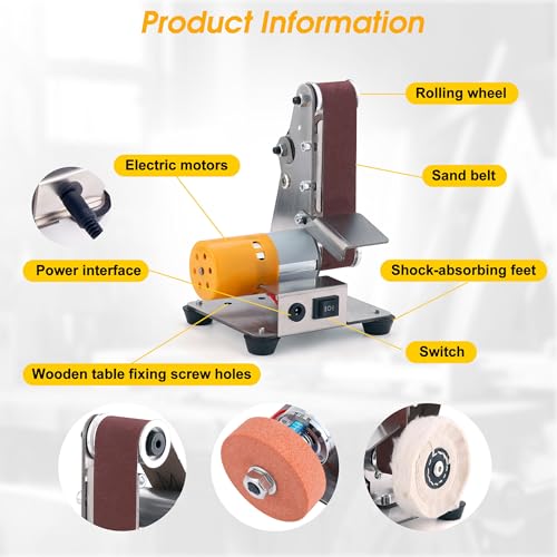 Mini Belt Sander for Knife Making, 3 IN 1 Electric Power Bench Belt Sanders | 7 Adjustable Speed Knife Sharpener Knife Polishing Kit for DIY Metal Woodworking Knife Making (Vertical) - style: Vertical Belt Sander