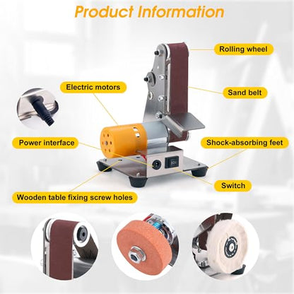 Mini Belt Sander for Knife Making, 3 IN 1 Electric Power Bench Belt Sanders | 7 Adjustable Speed Knife Sharpener Knife Polishing Kit for DIY Metal Woodworking Knife Making (Vertical) - style: Vertical Belt Sander