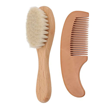 Hair Brush and Comb for Men, Wooden Comb, Soft Brush with Wood Handle