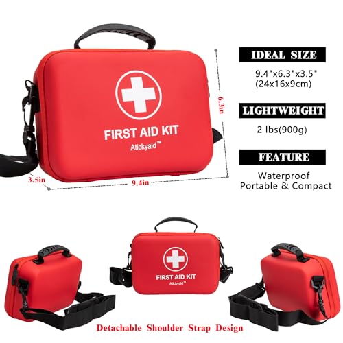 First Aid Kit 340 Piece, Premium Waterproof Hard Shell Medical Kit | Emergency First Aid Supplies and Survival Kit For Car, Home, Office, Travel, Camping, Sports, Outdoor, School - size: 340 Pieces