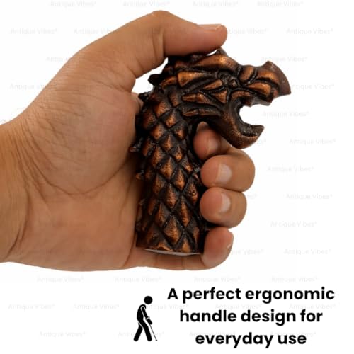 Walking Stick Handles Replacement with Brass Collar Ring Pet Handle for Wood Canes Costume Prop Casual Unisex Gift