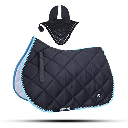 General Saddle Pads with Matching Fly Veil Set (Ship from USA) - color: Black, size: Full