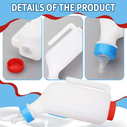 2PCS 800ml Lamb Feeding Bottle Goat Feeder Bottles Hang Upside Down Livestock Drinking Bottles for Goat Lamb Fawns Farm Livestock Supplie with Measurements