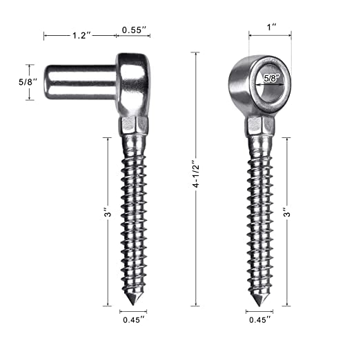 Insaga Cast 304 Stainless Steel Gate Hinges 4Pack Lag Screw Hinge for Farm M12 Hook and Eye Hinges, Partial Thread Gate Hinge Bolts for Wood Cattle Livestock Gate for Fence - color: M12 Hook and Eye Hinge-4Pair