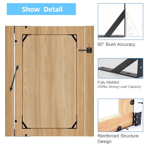 Fence Gate Kit Gate Hardware, 1 Set Anti Sag Gate Kit Gate Frame Cornor Brackets Kit with Self Closing Gate Springs Hings Latchs for Outdoor Garden Backyard Wooden Fence Deck Porch Gate - style: 1 Set