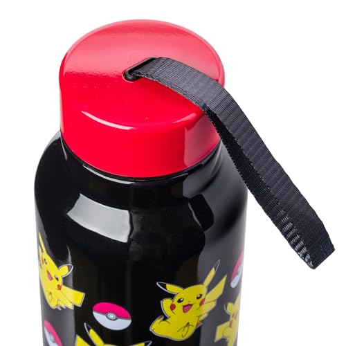 Silver Buffalo Pokemon Ball and Pikachu Stainless Steel Water Bottle with Strap, 27 Ounces - color: Pokemon: Pikachu, size: 27 Ounces