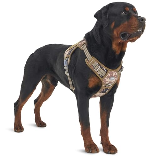 AUROTH Tactical Dog Harness for Extra Large Dogs, Heavy Duty No Pull Vest - color: Camo - Desert Camo, size: XXL(Neck:21.7-36.7",Chest:28.3-44.1")