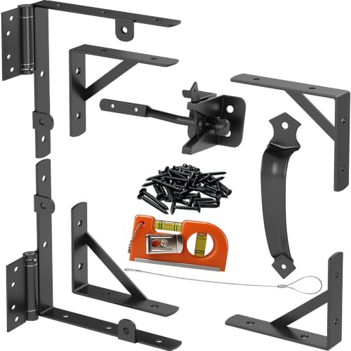 Self-Close Wooden Gate Hardware Kit, Heavy Duty Wood Bracket & Spring Hinge