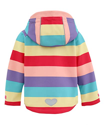 M2C Girls Hooded Fleece Lined Windproof Softshell Windbreaker Jacket - color: Stripe Purple, size: 7 Years
