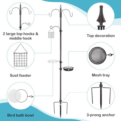 YINGYM Bird Feeder Stand Pole, 77 Inch Bird Feeding Station for Outside - size: 77 Inches without Squirrel Baffle