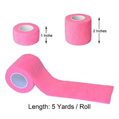 10 Pack Pink Self Adherent Bandage Wrap Elastic Cohesive Bandage - color: Pink, size: Multi Size